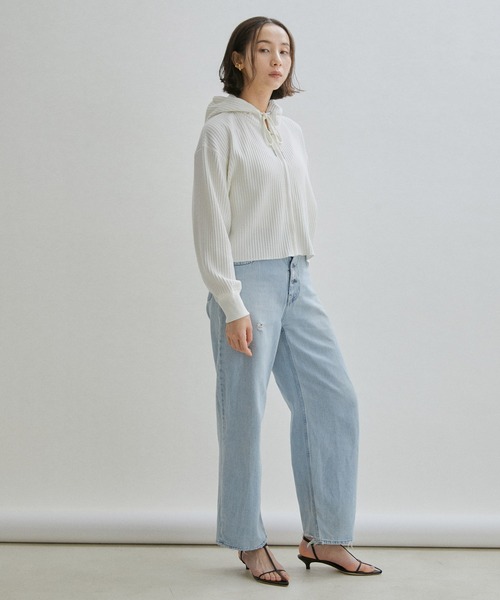 SALON adam et rope'(サロン アダム エ ロペ)の「【WEB限定カラー】ワッフルクロップドパーカー / ワイド / ビッグ(パーカー・レディース・グレー/ブラック/ホワイト・FREE)」の12枚目の写真