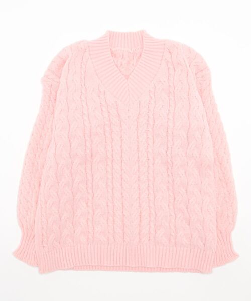 MAISON DE THERESE(メゾン ド テレーズ)の「Vネックケーブルニットトップス(ニット/セーター・レディース・グレー/アイボリー/ブルー/ミント/ピンク・FREE)」の16枚目の写真