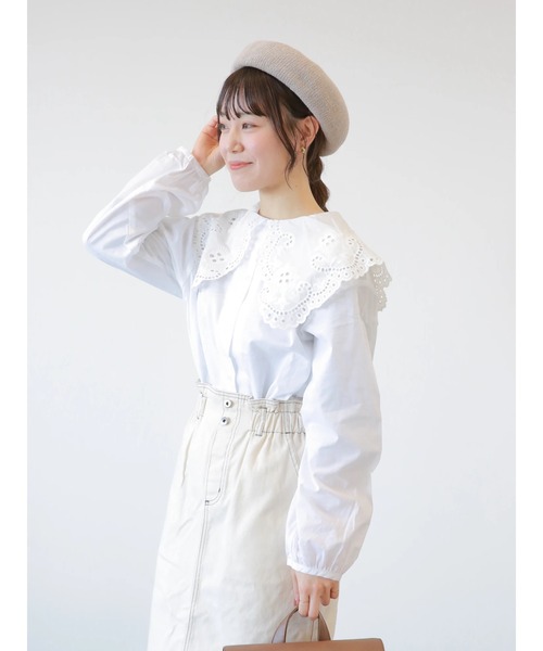 ehka sopo(エヘカソポ)の「レースビッグ襟ブラウス(シャツ/ブラウス・レディース・ブラック/オフホワイト/キナリ・フリ-)」の11枚目の写真