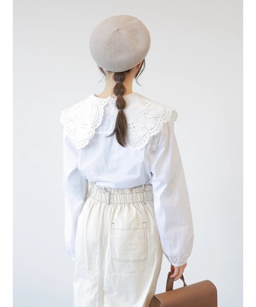 ehka sopo(エヘカソポ)の「レースビッグ襟ブラウス(シャツ/ブラウス・レディース・ブラック/オフホワイト/キナリ・フリ-)」の14枚目の写真