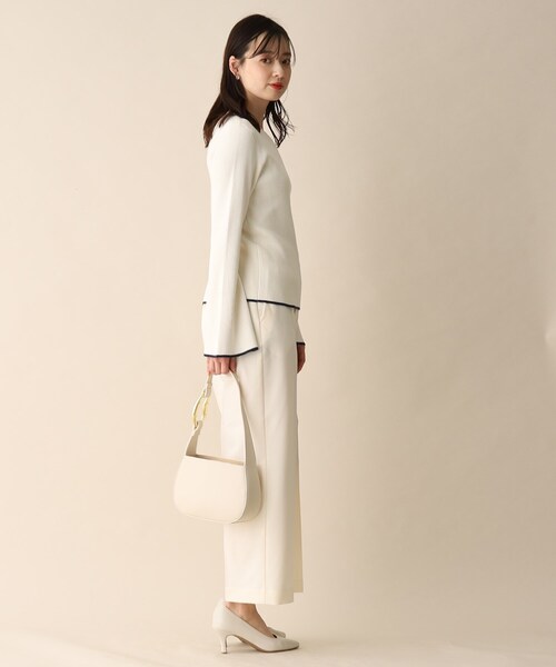 OPAQUE.CLIP（オペークドットクリップ）の「◆シルク混リブフレアスリーブニット（ニット/セーター・レディース・イエロー系その他/ホワイト系/ブラック・36/38）」の19枚目の写真