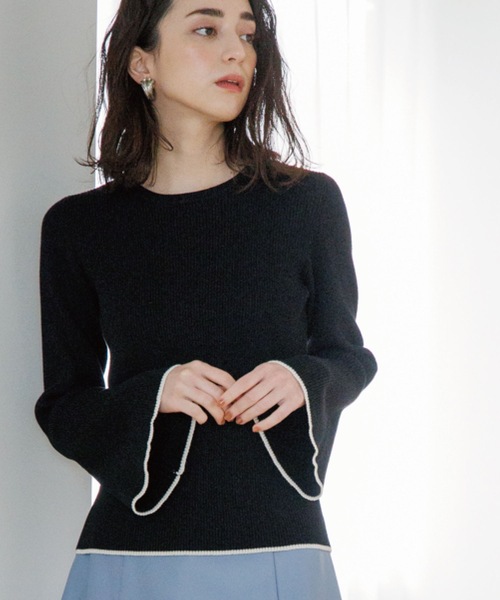 極美品 Drower 現行 シルク混 クルーネックスリットショートスリーブニット IMG1009-0146.jpg