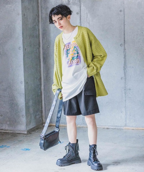 PAGEBOY(ページボーイ)の「レトロスカシガラクルーカーディガン(カーディガン/ボレロ・レディース・オフホワイト/ブラック/イエロー・FREE)」の4枚目の写真