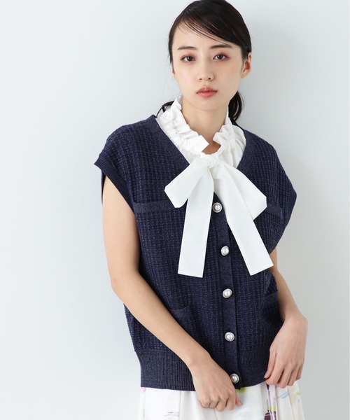 JILL by JILLSTUART - ニットベストトップス　ネイビー JILL by JILL STUART（ジルバイジルスチュアート）の「◇ニットベスト