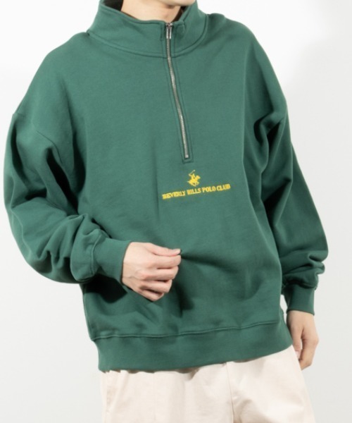 BEVERLY HILLS POLO CLUB(ビバリーヒルズポロクラブ)の「BEVERLY HILLS POLO CLUB ビバリーヒルズポロクラブ ビッグハーフジップトレーナー(スウェット・メンズ・ネイビー/グリーン/チャコール/ホワイト/オートミール・M/XL/L)」の7枚目の写真