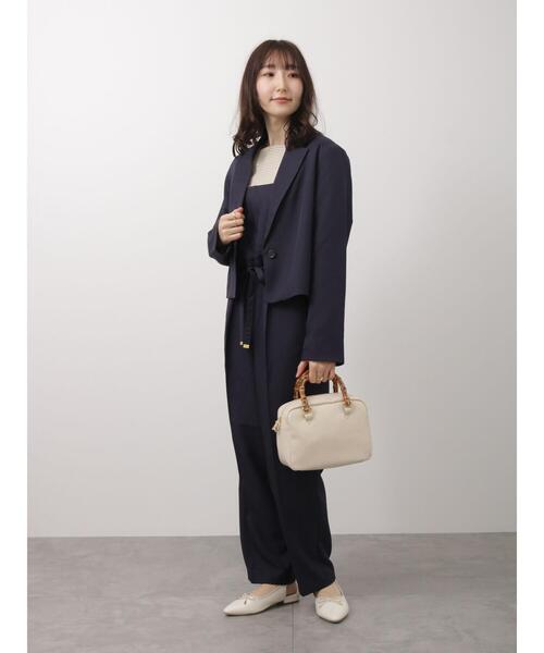 Te chichi TERRASSE（テチチテラス）の「ウエストリボンサロペット(セットアップ可)（サロペット/オーバーオール・レディース・ネイビー/ブルー/ベージュ・ﾌﾘ-）」の5枚目の写真