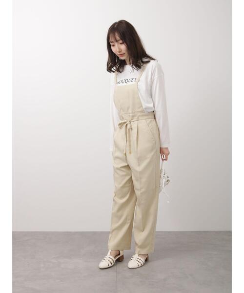 Te chichi TERRASSE（テチチテラス）の「ウエストリボンサロペット(セットアップ可)（サロペット/オーバーオール・レディース・ネイビー/ブルー/ベージュ・ﾌﾘ-）」の9枚目の写真