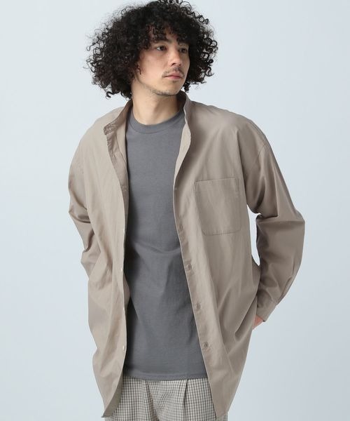 BAYFLOW（ベイフロー）の「バンドカラーロングシャツ（シャツ/ブラウス・メンズ・オフホワイト/ベージュ/ブルー・MEDIUM/LARGE）」の2枚目の写真