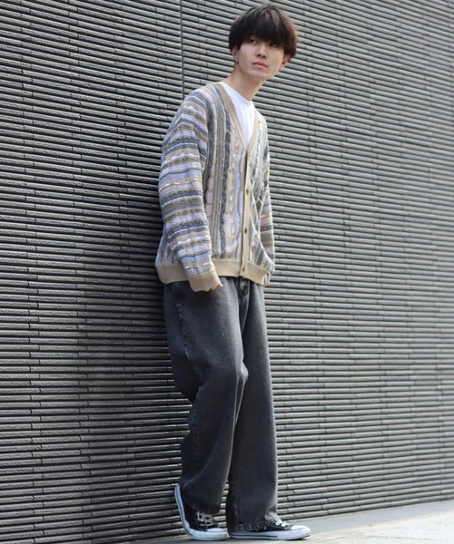SITRY(シトリー)の「Balloon Sleeve Big silhouette 3D Knit Cardigan/バルーンスリーブ ビッグシルエット 3D ニット カーディガン/カーデ(カーディガン/ボレロ・メンズ・ベージュ/ネイビー/ブラック/グリーン・M/L)」の10枚目の写真