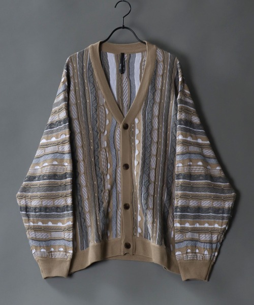 SITRY(シトリー)の「Balloon Sleeve Big silhouette 3D Knit Cardigan/バルーンスリーブ ビッグシルエット 3D ニット カーディガン/カーデ(カーディガン/ボレロ・メンズ・ベージュ/ネイビー/ブラック/グリーン・M/L)」の8枚目の写真