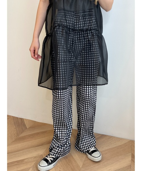 WC（ダブル シー）の「ギンガムチェックプリーツパンツ（スラックス・レディース・ブラック/グリーン・FREE）」の5枚目の写真