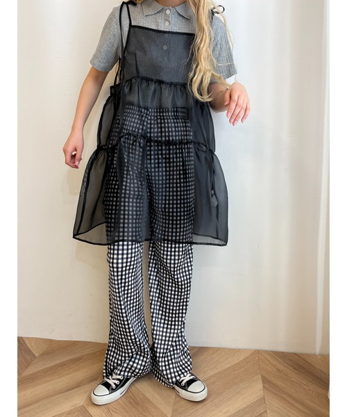 WC（ダブル シー）の「ギンガムチェックプリーツパンツ（スラックス・レディース・ブラック/グリーン・FREE）」の6枚目の写真
