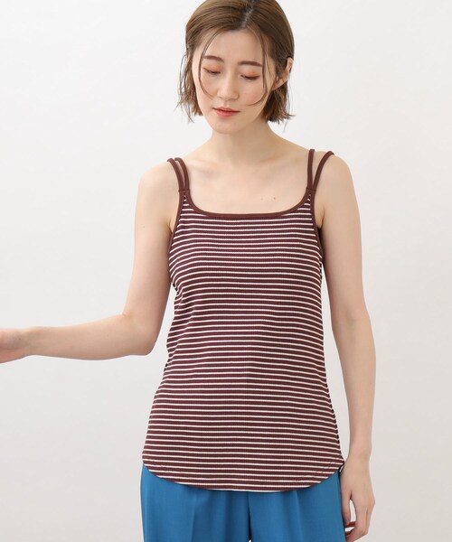 grove（グローブ）の「◆ボーダーテレコキャミソール（タンクトップ・レディース・ブラック系2/ブラウン系3/アイボリー系2・02/03/04/01/05）」の3枚目の写真