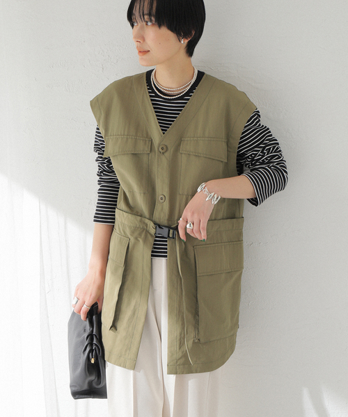 JOINT WORKS（ジョイントワークス）の「【COMMRE/コムル】マルチミリタリーベスト（その他アウター・レディース・カーキ/ホワイト・FREE）」の10枚目の写真