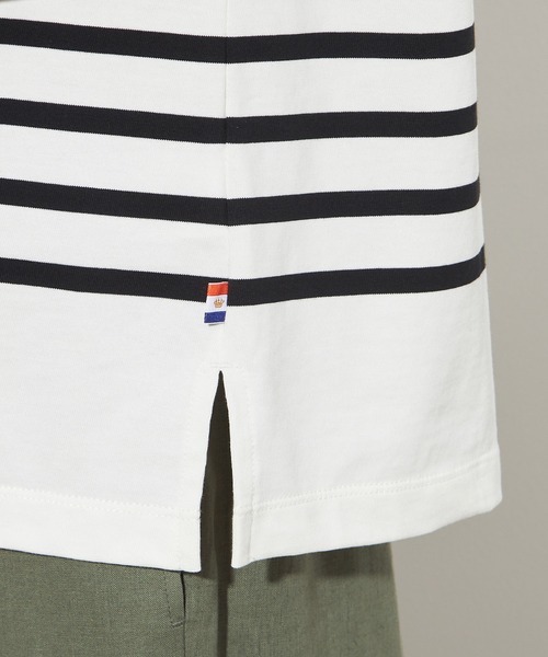 Petit Honfleur（プチオンフルール）の「【UVカット・接触冷感】オーガニックコットンボーダーモックネックＴシャツ（Tシャツ/カットソー・レディース・アイボリー/ブラック・L/M）」の8枚目の写真