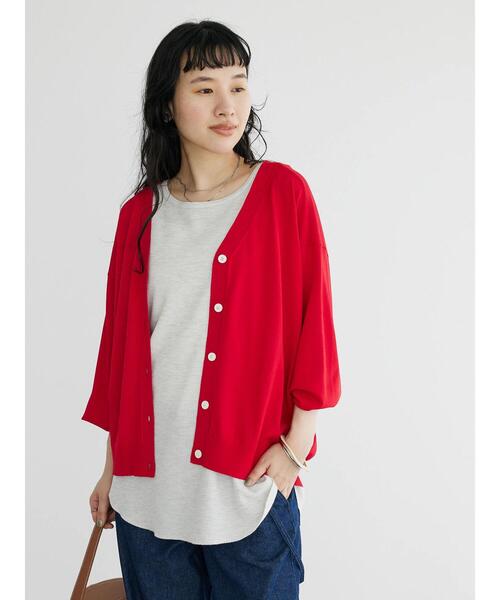 CRAFT STANDARD BOUTIQUE（クラフトスタンダードブティック）の「機能性ニット 長袖カーディガン（カーディガン/ボレロ・レディース・レッド/ネイビー/ブラック/ベージュ・FREE）」の6枚目の写真