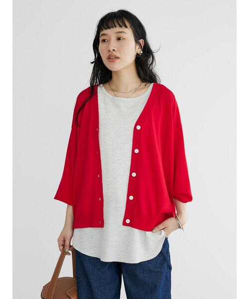 CRAFT STANDARD BOUTIQUE（クラフトスタンダードブティック）の「機能性ニット 長袖カーディガン（カーディガン/ボレロ・レディース・レッド/ネイビー/ブラック/ベージュ・FREE）」の17枚目の写真