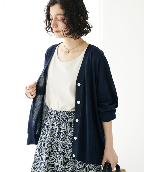 CRAFT STANDARD BOUTIQUE（クラフトスタンダードブティック）の「機能性ニット 長袖カーディガン（カーディガン/ボレロ・レディース・レッド/ネイビー/ブラック/ベージュ・FREE）」の3枚目の写真