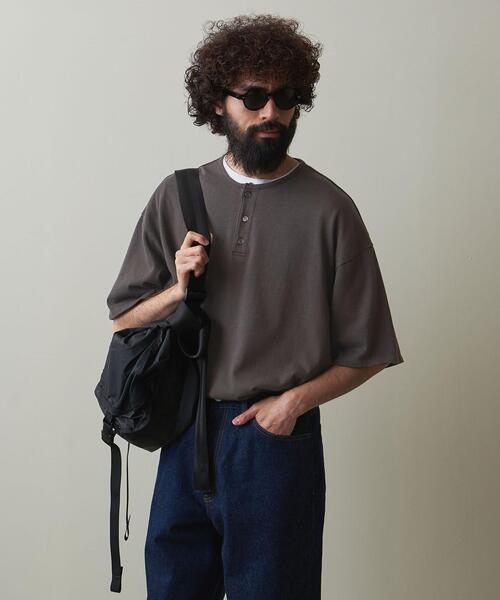 Steven Alan（スティーブンアラン）の「＜Steven Alan＞ CR HENLEY NECK SSL TEE -LOOSE/Tシャツ（Tシャツ/カットソー・メンズ・ダークブラウン/ダークグレー/ネイビー・S/M/L/XL）」の8枚目の写真