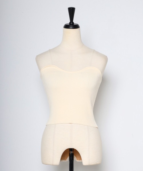 Bonjour Sagan(ボンジュールサガン)の「ニットリブビスチェ(チューブトップ・レディース・グレー/ブラック/アイボリー・FREE)」の13枚目の写真