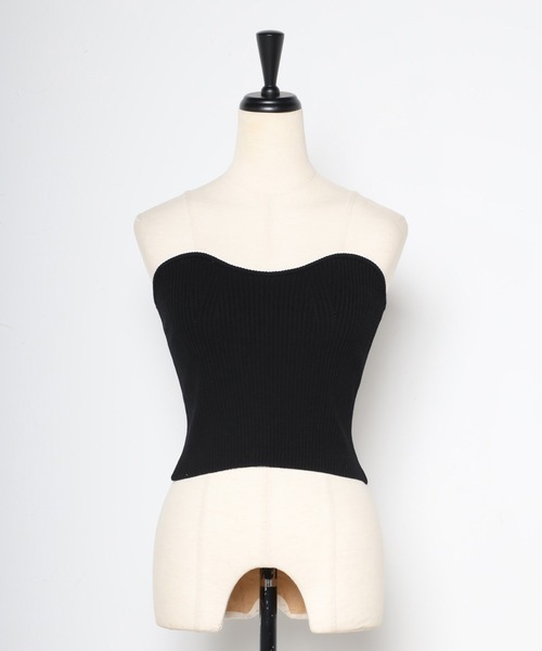 Bonjour Sagan(ボンジュールサガン)の「ニットリブビスチェ(チューブトップ・レディース・グレー/ブラック/アイボリー・FREE)」の19枚目の写真