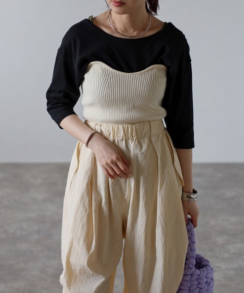 Bonjour Sagan(ボンジュールサガン)の「ニットリブビスチェ(チューブトップ・レディース・グレー/ブラック/アイボリー・FREE)」の22枚目の写真