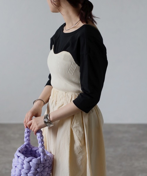 Bonjour Sagan(ボンジュールサガン)の「ニットリブビスチェ(チューブトップ・レディース・グレー/ブラック/アイボリー・FREE)」の15枚目の写真