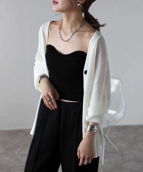 Bonjour Sagan(ボンジュールサガン)の「ニットリブビスチェ(チューブトップ・レディース・グレー/ブラック/アイボリー・FREE)」の5枚目の写真