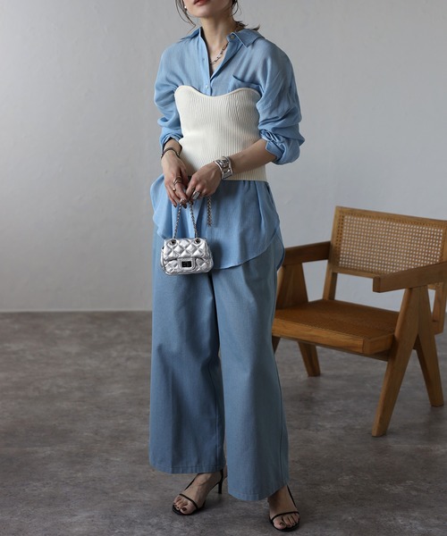 Bonjour Sagan(ボンジュールサガン)の「ニットリブビスチェ(チューブトップ・レディース・グレー/ブラック/アイボリー・FREE)」の14枚目の写真