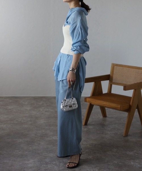 Bonjour Sagan(ボンジュールサガン)の「ニットリブビスチェ(チューブトップ・レディース・グレー/ブラック/アイボリー・FREE)」の20枚目の写真