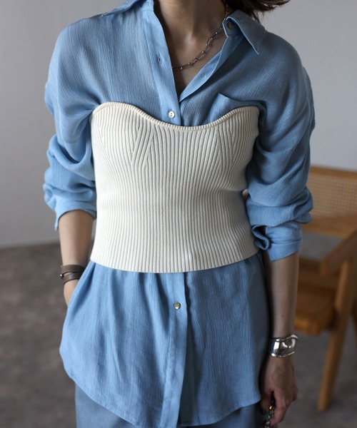 Bonjour Sagan(ボンジュールサガン)の「ニットリブビスチェ(チューブトップ・レディース・グレー/ブラック/アイボリー・FREE)」の4枚目の写真