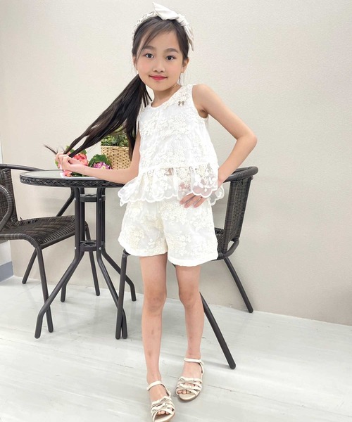 花柄刺繍ﾌﾞﾗｳｽ+ﾊﾟﾝﾂｾｯﾄ