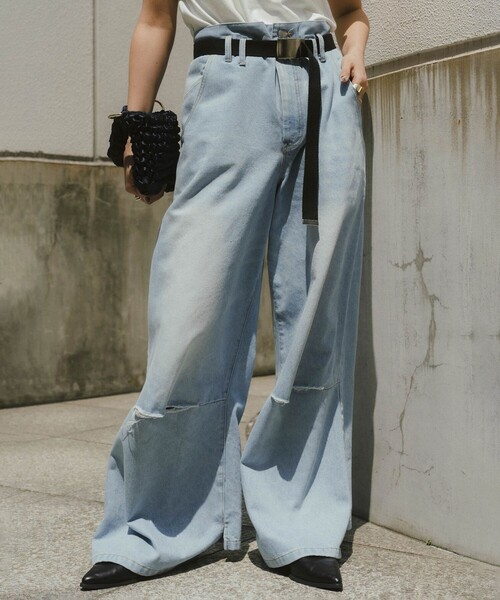 Knuth Marf（クヌースマーフ）の「【Knuth Marf/クヌースマーフ】リップドバギーデニムパンツ（デニムパンツ・レディース・ブラック/ブルー・X-SMALL）」の19枚目の写真