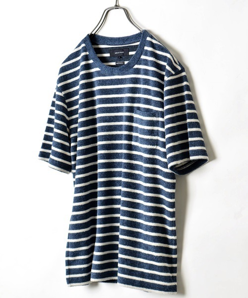 SHIPS JET BLUE(シップスジェットブルー)の「SHIPS JET BLUE (シップス ジェットブルー): イズミールパイル ボーダー ポケットTシャツ■(Tシャツ/カットソー・メンズ・ネイビー/ブルー/ナチュラル/グレー・LARGE/SMALL/MEDIUM)」の3枚目の写真