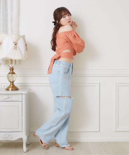 ems excite（エムズエキサイト）の「サイドスリットBリボンBL（シャツ/ブラウス・レディース・ブルー/オレンジ/ホワイト・FREE）」の14枚目の写真