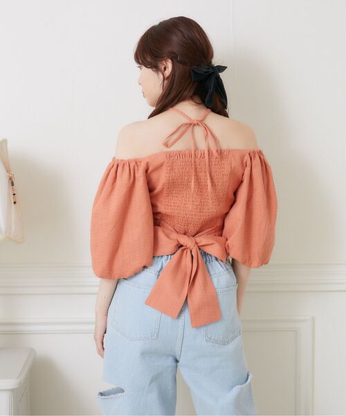 ems excite（エムズエキサイト）の「サイドスリットBリボンBL（シャツ/ブラウス・レディース・ブルー/オレンジ/ホワイト・FREE）」の18枚目の写真