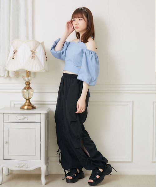 ems excite（エムズエキサイト）の「サイドスリットBリボンBL（シャツ/ブラウス・レディース・ブルー/オレンジ/ホワイト・FREE）」の21枚目の写真