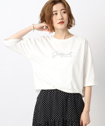 grove | 【ひんやり】5分袖ロゴプリントTシャツ(Tシャツ/カットソー)