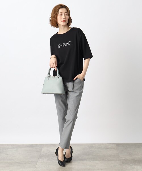 grove（グローブ）の「◆【ひんやり】5分袖ロゴプリントTシャツ（Tシャツ/カットソー・レディース・ブラック/ベージュ系その他4/ホワイト系3/オフホワイト・02/03/05/01/04）」の5枚目の写真