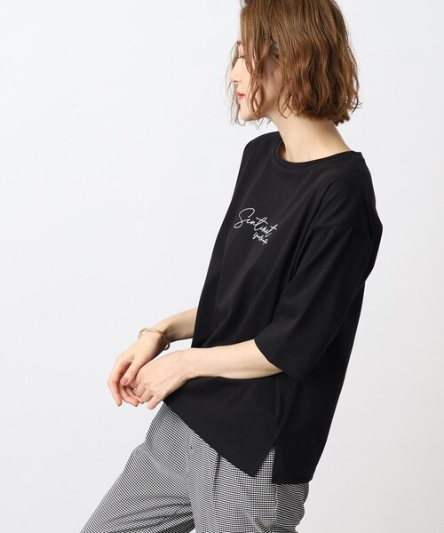 grove（グローブ）の「◆【ひんやり】5分袖ロゴプリントTシャツ（Tシャツ/カットソー・レディース・ブラック/ベージュ系その他4/ホワイト系3/オフホワイト・02/03/05/01/04）」の9枚目の写真