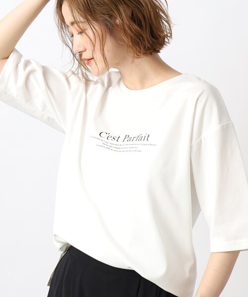 grove（グローブ）の「◆【ひんやり】5分袖ロゴプリントTシャツ（Tシャツ/カットソー・レディース・ブラック/ベージュ系その他4/ホワイト系3/オフホワイト・02/03/05/01/04）」の15枚目の写真