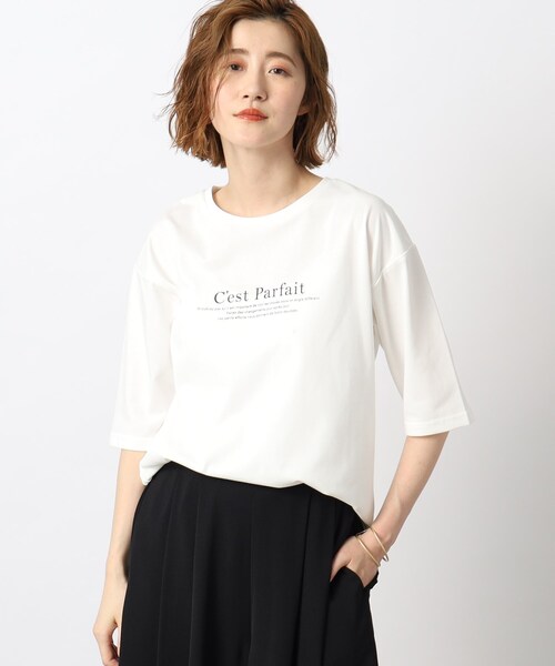 grove（グローブ）の「◆【ひんやり】5分袖ロゴプリントTシャツ（Tシャツ/カットソー・レディース・ブラック/ベージュ系その他4/ホワイト系3/オフホワイト・02/03/05/01/04）」の16枚目の写真