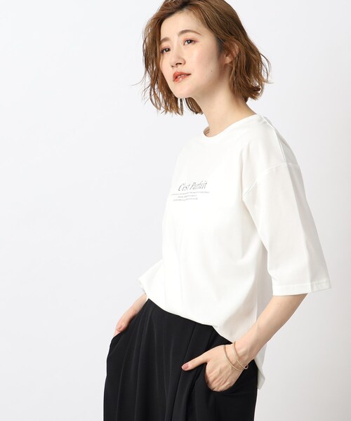 grove（グローブ）の「◆【ひんやり】5分袖ロゴプリントTシャツ（Tシャツ/カットソー・レディース・ブラック/ベージュ系その他4/ホワイト系3/オフホワイト・02/03/05/01/04）」の17枚目の写真