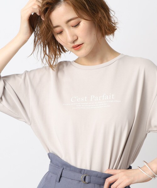 grove（グローブ）の「◆【ひんやり】5分袖ロゴプリントTシャツ（Tシャツ/カットソー・レディース・ブラック/ベージュ系その他4/ホワイト系3/オフホワイト・02/03/05/01/04）」の22枚目の写真