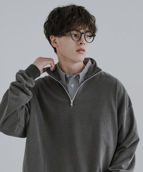 Rocky Monroe(ロッキーモンロー)の「オーバーサイズ 裏毛インディゴ染め ハーフZIPプルオーバー(スウェット・メンズ・ライトグレー/ダークグレー/ネイビー・M/L)」の7枚目の写真