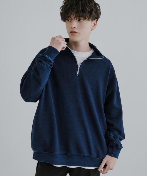 Rocky Monroe(ロッキーモンロー)の「オーバーサイズ 裏毛インディゴ染め ハーフZIPプルオーバー(スウェット・メンズ・ライトグレー/ダークグレー/ネイビー・M/L)」の12枚目の写真
