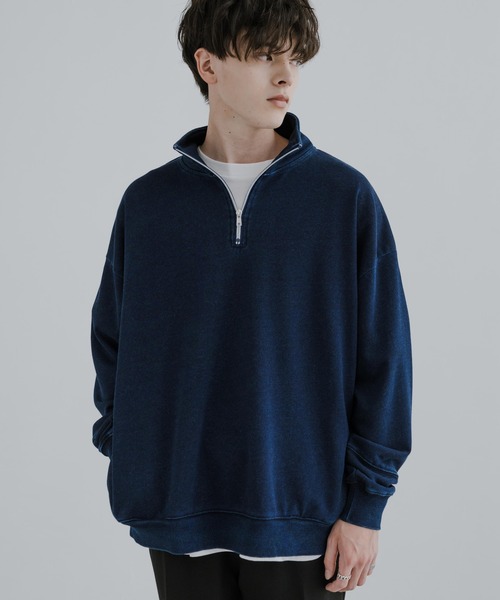Rocky Monroe(ロッキーモンロー)の「オーバーサイズ 裏毛インディゴ染め ハーフZIPプルオーバー(スウェット・メンズ・ライトグレー/ダークグレー/ネイビー・M/L)」の13枚目の写真