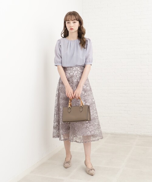 couture brooch（クチュールブローチ）の「◆【S-LL/秋冬新色！】チュール刺繍フレアースカート（スカート・レディース・ブラック系/グレー系・42/40/38/36）」の10枚目の写真