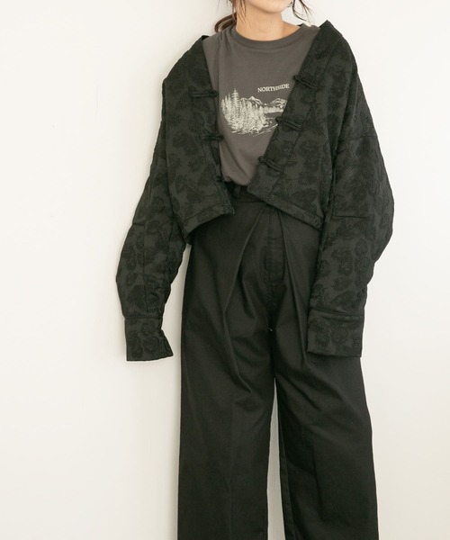 KBF（ケイビーエフ）の「カーブスリーブジャガードジャケット（その他アウター・レディース・グレー/ブラック/アイボリー・ONE）」の17枚目の写真