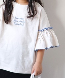 CIAOPANIC TYPY | 【KIDS】袖フリル配色メロー刺繍トップス(Tシャツ/カットソー)